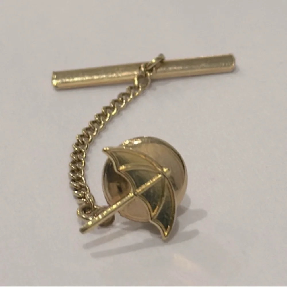 Vintage Umbrella TieTack Lapel Pin Gold-toned